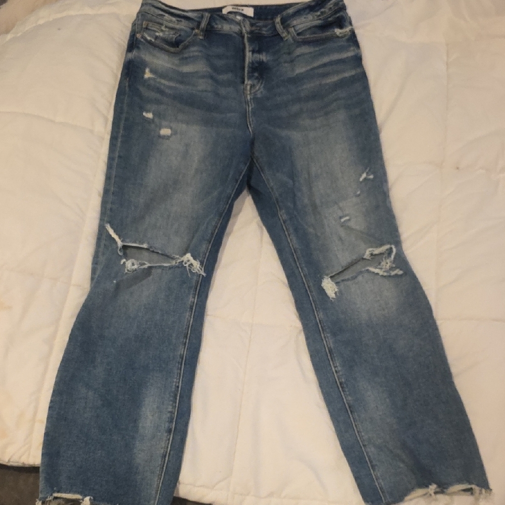 Casual Distressed Boyfriend Jeans in Light Blue